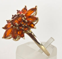 Load image into Gallery viewer, 2553: Vintage; 9ct Gold 17 Fire Opals Flower Head Ring
