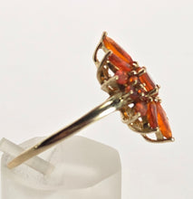 Load image into Gallery viewer, 2553: Vintage; 9ct Gold 17 Fire Opals Flower Head Ring