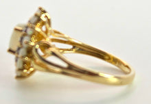 Load image into Gallery viewer, 2564: Vintage 9ct Gold 15 White Opals 12 Diamonds Cluster Ring