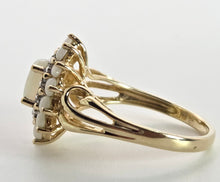 Load image into Gallery viewer, 2564: Vintage 9ct Gold 15 White Opals 12 Diamonds Cluster Ring