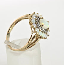 Load image into Gallery viewer, 2564: Vintage 9ct Gold 15 White Opals 12 Diamonds Cluster Ring