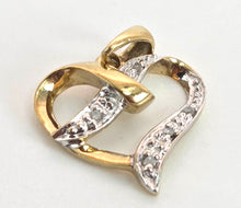 Cargar imagen en el visor de la galería, 0110: Vintage: Petite 9ct Gold Natural Diamonds Heart-Shaped Pendant
