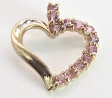 Cargar imagen en el visor de la galería, 0145: Vintage: 9ct Gold Morganites Diamonds Heart-Shaped Pendant