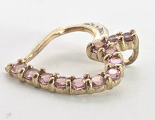 Cargar imagen en el visor de la galería, 0145: Vintage: 9ct Gold Morganites Diamonds Heart-Shaped Pendant