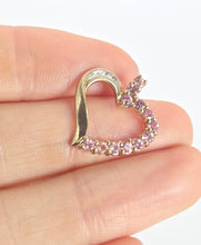 Cargar imagen en el visor de la galería, 0145: Vintage: 9ct Gold Morganites Diamonds Heart-Shaped Pendant