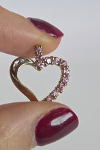 Cargar imagen en el visor de la galería, 0145: Vintage: 9ct Gold Morganites Diamonds Heart-Shaped Pendant