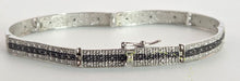 Load image into Gallery viewer, 2379: Vintage 9ct White Gold Black & White Natural Diamonds Bracelet (18cm)