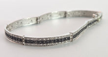 Load image into Gallery viewer, 2379: Vintage 9ct White Gold Black & White Natural Diamonds Bracelet (18cm)