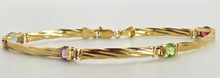 Load image into Gallery viewer, 2381: Vintage: 9ct Gold Multi-Gem Ribbon Link Bracelet (18cm)