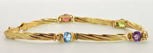 Load image into Gallery viewer, 2381: Vintage: 9ct Gold Multi-Gem Ribbon Link Bracelet (18cm)