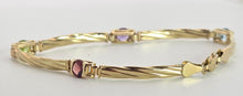 Load image into Gallery viewer, 2381: Vintage: 9ct Gold Multi-Gem Ribbon Link Bracelet (18cm)