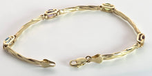 Load image into Gallery viewer, 2381: Vintage: 9ct Gold Multi-Gem Ribbon Link Bracelet (18cm)
