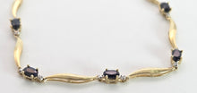 Load image into Gallery viewer, 2382: Vintage: 9ct Gold Blue Sapphires Natural Diamonds Link Bracelet (18cm)