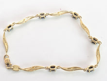 Load image into Gallery viewer, 2382: Vintage: 9ct Gold Blue Sapphires Natural Diamonds Link Bracelet (18cm)