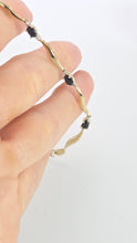 Load image into Gallery viewer, 2382: Vintage: 9ct Gold Blue Sapphires Natural Diamonds Link Bracelet (18cm)