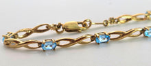 Load image into Gallery viewer, 2383: Vintage: 9ct Gold Swiss Blue Topaz Open Link Bracelet (18cm)