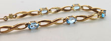 Load image into Gallery viewer, 2383: Vintage: 9ct Gold Swiss Blue Topaz Open Link Bracelet (18cm)