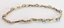 Load image into Gallery viewer, 2383: Vintage: 9ct Gold Swiss Blue Topaz Open Link Bracelet (18cm)