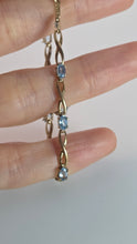 Load image into Gallery viewer, 2383: Vintage: 9ct Gold Swiss Blue Topaz Open Link Bracelet (18cm)