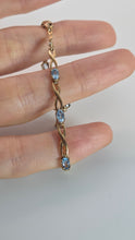 Load image into Gallery viewer, 2383: Vintage: 9ct Gold Swiss Blue Topaz Open Link Bracelet (18cm)
