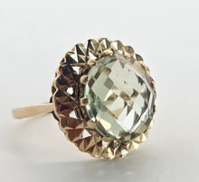 Load image into Gallery viewer, 2433: Vintage: 9ct Gold Large Mint Green Amethyst Ring -From 1967