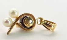 Load image into Gallery viewer, 0143- Vintage 14ct Gold Tahitian Pearls Diamonds Pendant