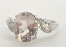 Load image into Gallery viewer, 0341- Vintage: 9ct White Gold Pink Morganite 14 Natural Sparkling Diamonds Ring