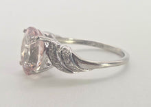 Load image into Gallery viewer, 0341- Vintage: 9ct White Gold Pink Morganite 14 Natural Sparkling Diamonds Ring