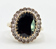Load image into Gallery viewer, 0594: Vintage: 9ct Gold Australian Blue Sapphire 24 Diamonds Diana Cluster Ring