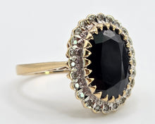 Load image into Gallery viewer, 0594: Vintage: 9ct Gold Australian Blue Sapphire 24 Diamonds Diana Cluster Ring