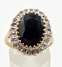 Load image into Gallery viewer, 0594: Vintage: 9ct Gold Australian Blue Sapphire 24 Diamonds Diana Cluster Ring