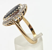 Load image into Gallery viewer, 0594: Vintage: 9ct Gold Australian Blue Sapphire 24 Diamonds Diana Cluster Ring