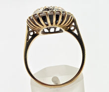 Load image into Gallery viewer, 0594: Vintage: 9ct Gold Australian Blue Sapphire 24 Diamonds Diana Cluster Ring