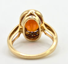 Load image into Gallery viewer, 0635 Vintage: 18ct Gold Orange Spessartite Garnet Diamonds Cluster Ring- A rare find