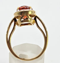 Load image into Gallery viewer, 0635 Vintage: 18ct Gold Orange Spessartite Garnet Diamonds Cluster Ring- A rare find