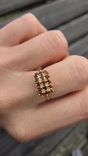 Load image into Gallery viewer, 6292 Vintage: 14ct 15 Rich Red  Red Garnets Geometric Set  Signet Ring
