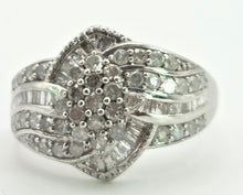Load image into Gallery viewer, 2554: Vintage: 9ct White Gold 72 Natural Sparkling Diamonds Cocktail Ring