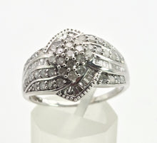 Load image into Gallery viewer, 2554: Vintage: 9ct White Gold 72 Natural Sparkling Diamonds Cocktail Ring