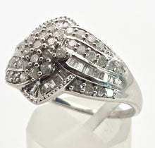 Load image into Gallery viewer, 2554: Vintage: 9ct White Gold 72 Natural Sparkling Diamonds Cocktail Ring