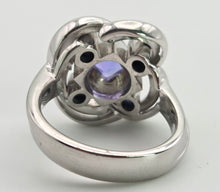 Load image into Gallery viewer, 2556: Vintage: Fabulous 18ct White Gold Violet Blue Tanznaites Geometric Cocktail Ring