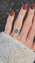 Load image into Gallery viewer, 2467- Vintage Rare 18ct White Gold Platinum Aquamarine Diamonds 3-Stone Straight Ring