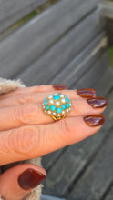 Load image into Gallery viewer, 2472 Vintage: 9ct Gold Turquoise Cultured Pearls "Bombe" Ring- From 1960