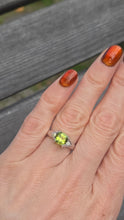 Load image into Gallery viewer, 2124 Vintage: 9ct Gold Cushion Cut Peridot Green Garnets Dress Ring