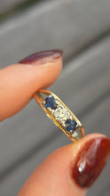 Load image into Gallery viewer, 2415 Vintage: 18ct Gold French Blue Sapphires Natural Diamond 3-Stone Ring