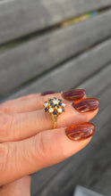 Load image into Gallery viewer, 6271 Vintage: 18ct Gold French Blue Sapphires Diamonds Flower Head Cluster
