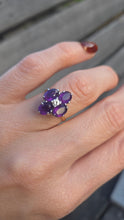 Load image into Gallery viewer, 6176 Vintage: 18ct Gold Rich Purple Amethyst Full Cut Diamond Harlequin  Ring