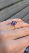 Load image into Gallery viewer, 6176 Vintage: 18ct Gold Rich Purple Amethyst Full Cut Diamond Harlequin  Ring
