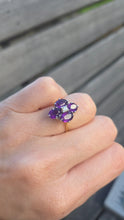Load image into Gallery viewer, 6176 Vintage: 18ct Gold Rich Purple Amethyst Full Cut Diamond Harlequin  Ring