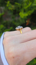 Load image into Gallery viewer, 6234 Vintage: 18ct Gold 8 Blue Sapphires 9 Round Cut Diamonds Flower Head Ring- From 1975