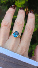 Load image into Gallery viewer, 2130 Vintage: 9ct Gold London Blue Topaz Natural Diamonds Dress Ring